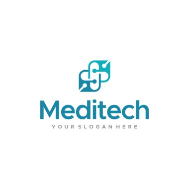 Minimalist Meditech artı tıbbi teknik logo tasarımı