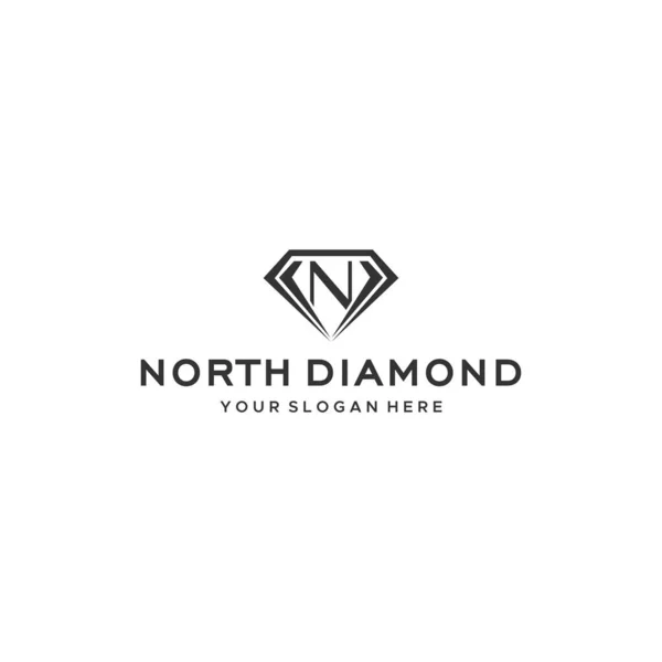 Piso DIAMOND DEL NORTE joyas diseño del logotipo brillante — Archivo Imágenes Vectoriales