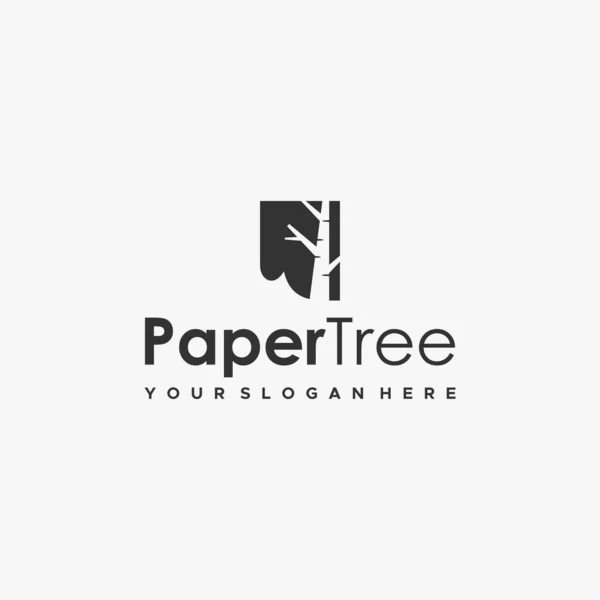 Minimalista simple silueta PaperTree Logotipo diseño — Archivo Imágenes Vectoriales