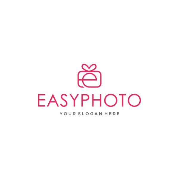 Flache Buchstabenmarke Initiale e EASYPHOTO Logo Design — Stockvektor