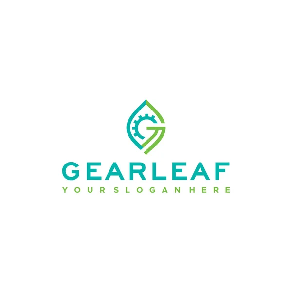 Design minimaliste GEARLEAF hexagone plantes logo — Image vectorielle