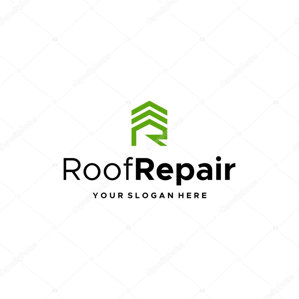 flat lettermark initial R RoofRepair Logo design