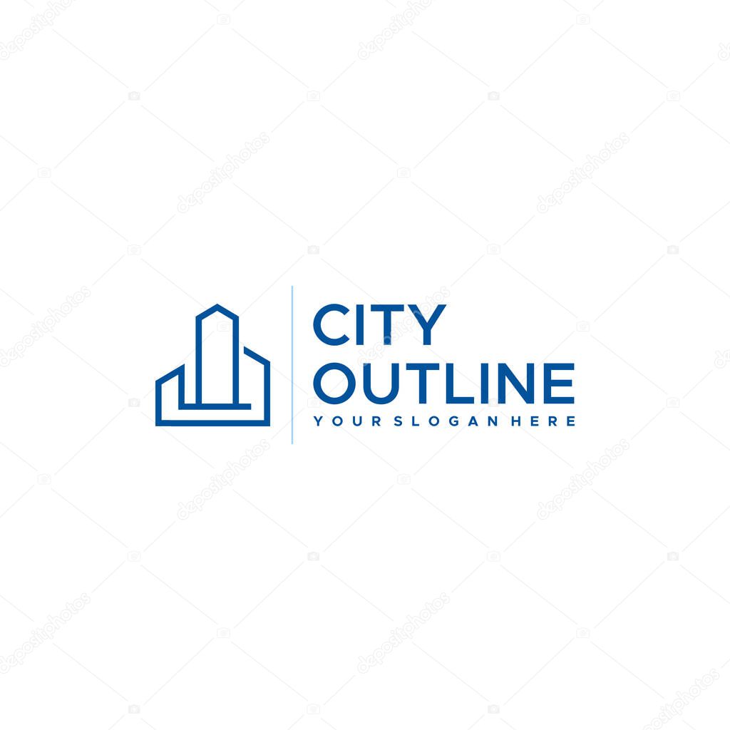 flat CITY OUTLINE building apartment logo design