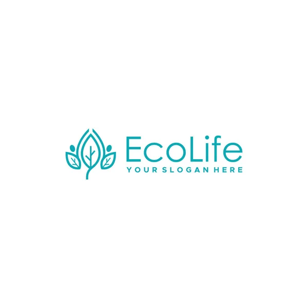 Minimalist EcoLife leaves leaf plants logo design — Stock Vector