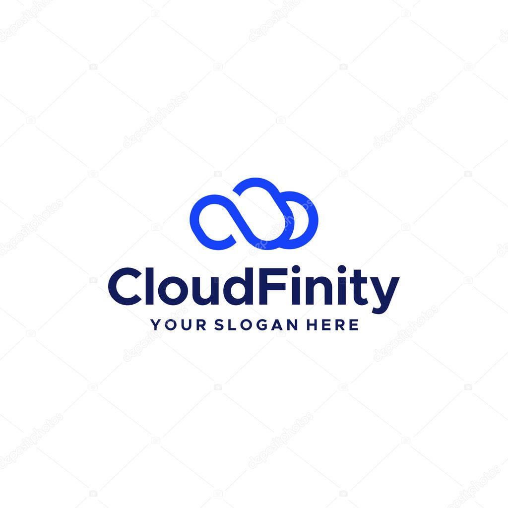 minimalist simple CloudFinity line art logo design