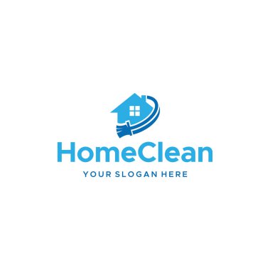 Modern HomeClean emlak süpürge logosu tasarımı 