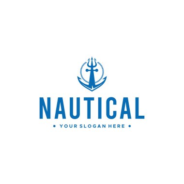 düz NAUTICAL keskin mızrak demirleme logosu tasarımı