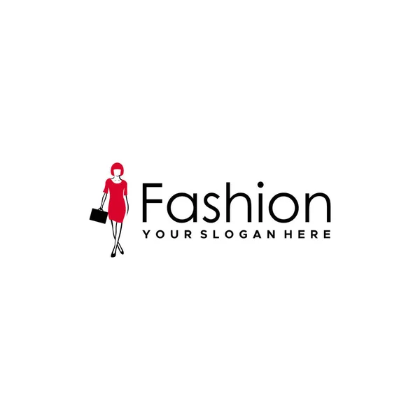 Carácter mujer de moda chica bolso logo diseño — Archivo Imágenes Vectoriales