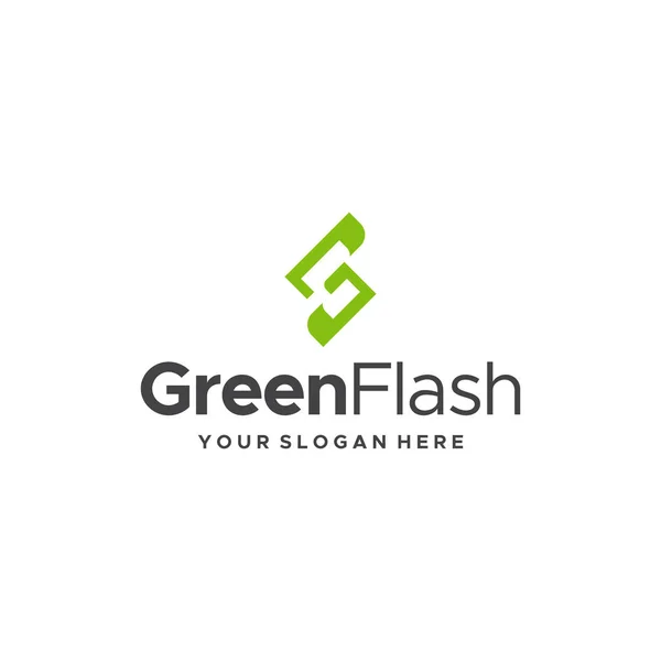 Flache Buchstaben Initiale G GreenFlash Logo-Design — Stockvektor