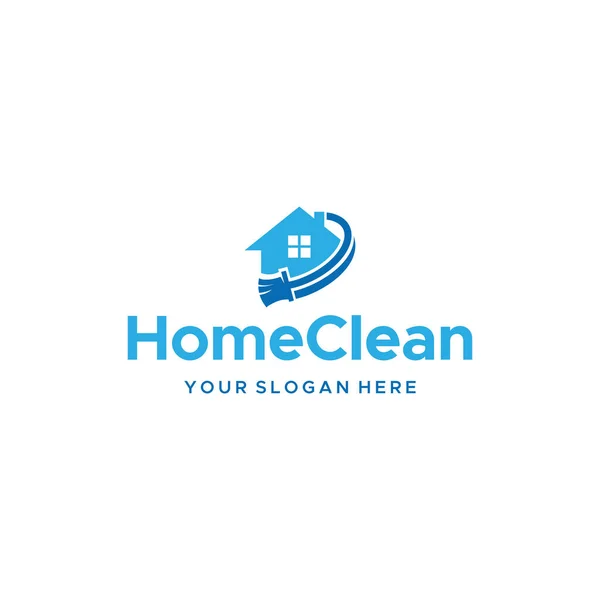 Diseño moderno del logotipo de la escoba inmobiliaria HomeClean — Archivo Imágenes Vectoriales