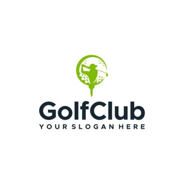 düz golf kulübü golfçüsü insanların logo tasarımını yapar