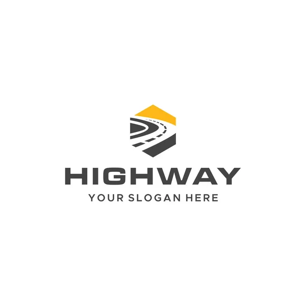 Minimalist Highway Yolu Siluet Logo Tasarımı — Stok Vektör