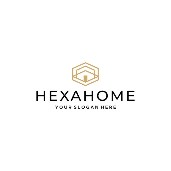 Design minimaliste HEXAHOME immeuble appartement logo — Image vectorielle