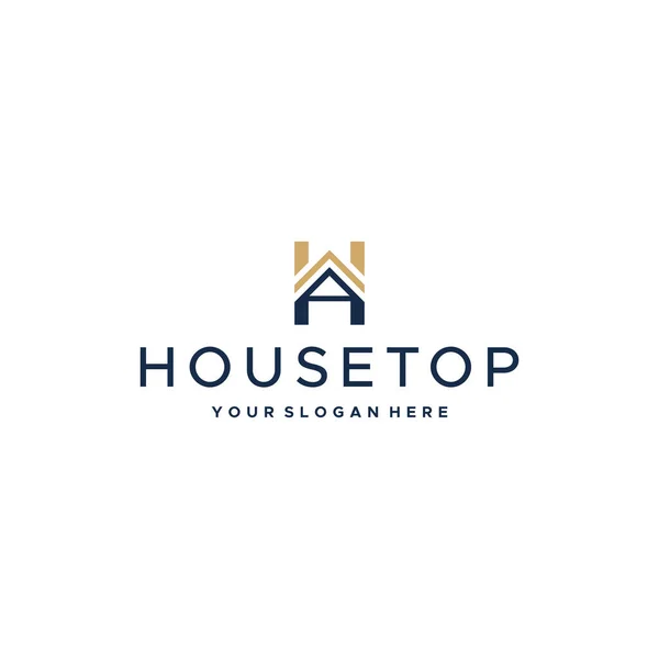 Minimalistische HOUSETOP Gebäude Wohnung Logo-Design — Stockvektor