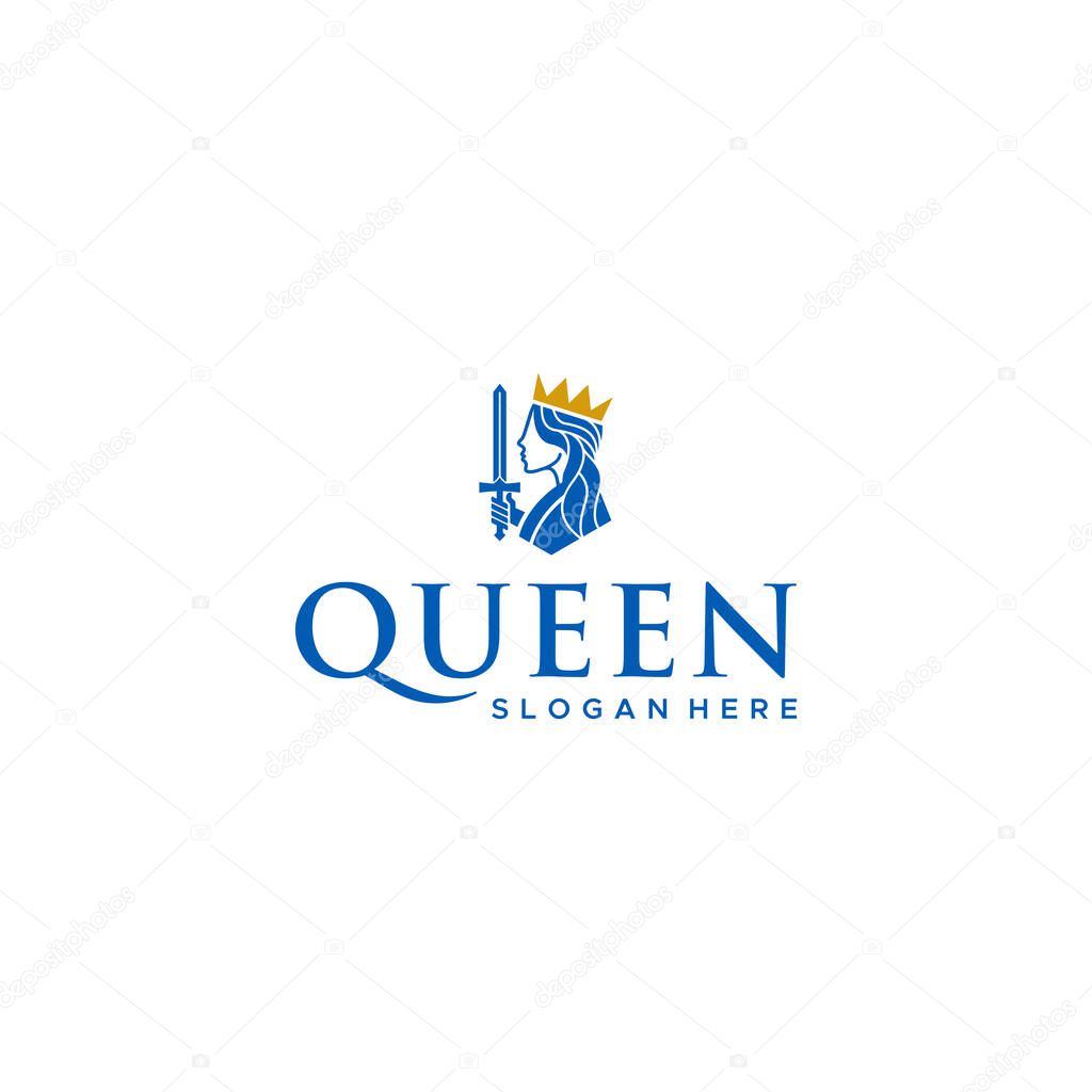 Modern flat colorful QUEEN princess logo design