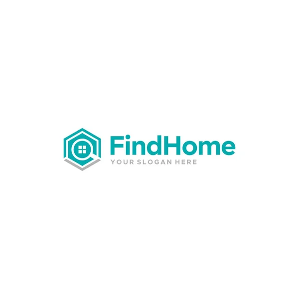 Plat FindHome loupe design de logo de fenêtre en verre — Image vectorielle