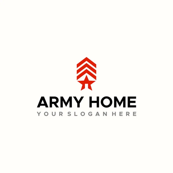 Minimaliste ARMY HOME maison emblème logo design — Image vectorielle