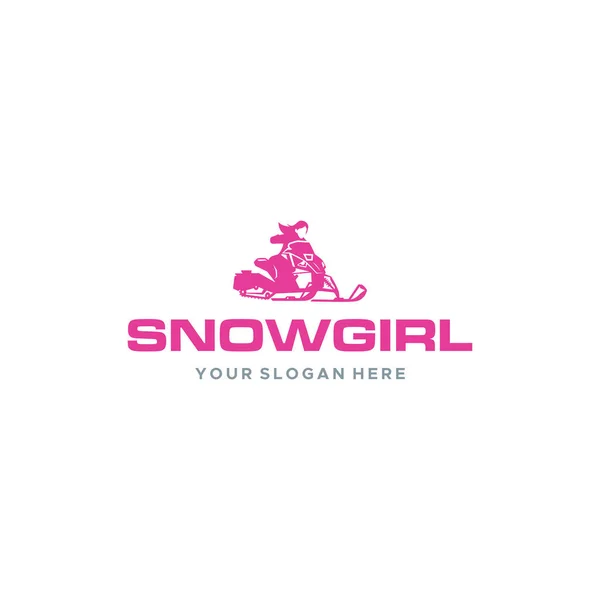 Minimalista SNOWMOGIRL pessoas mulheres esqui Logo design —  Vetores de Stock