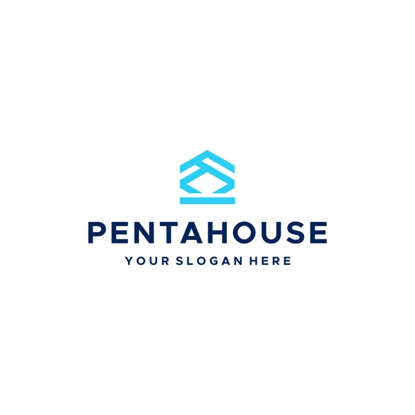 Επίπεδη PENTA HOUSE κτίριο ακινήτων Σχεδιασμός Λογότυπο — Διανυσματικό Αρχείο