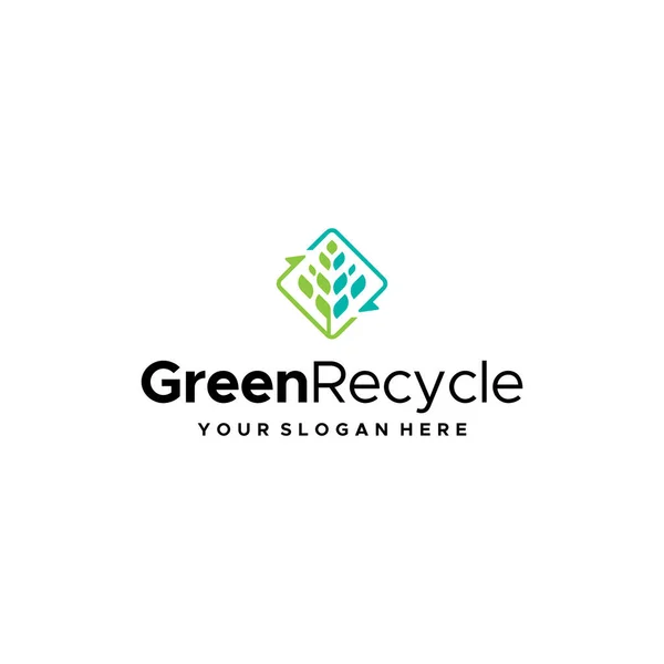 Moderne bunte GREEN RECCYCLE Blätter Logo-Design — Stockvektor