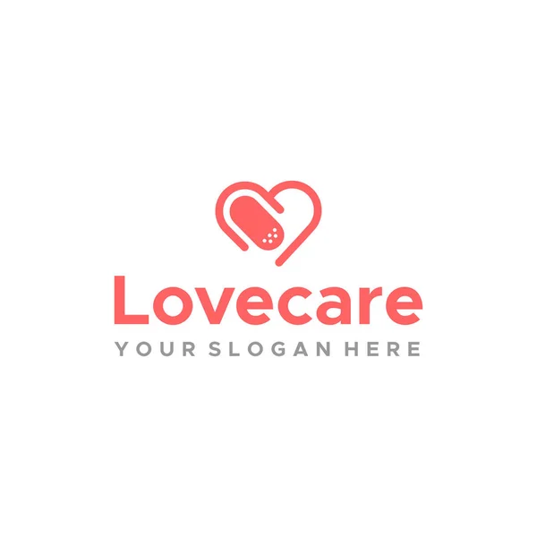 Minimalistische bunte LOVE CARE Kapsel Logo Design — Stockvektor