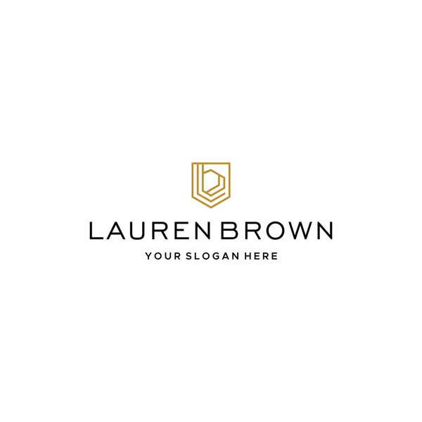 Flacher Buchstabe kennzeichnet das ursprüngliche LAUREN BROWN Logo-Design — Stockvektor