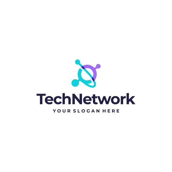 Modern kleurrijk TECHNETWORK logo ontwerp — Stockvector