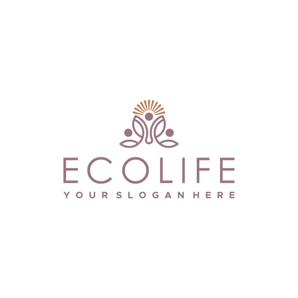 Μοντέρνο λογότυπο με επίπεδη επιστολή ECO LIFE — Διανυσματικό Αρχείο