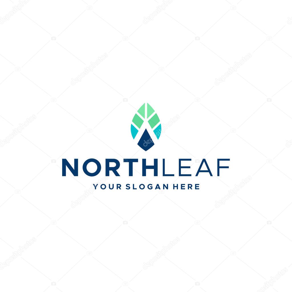 Modern colorful NORTH LEAF leaves logo design