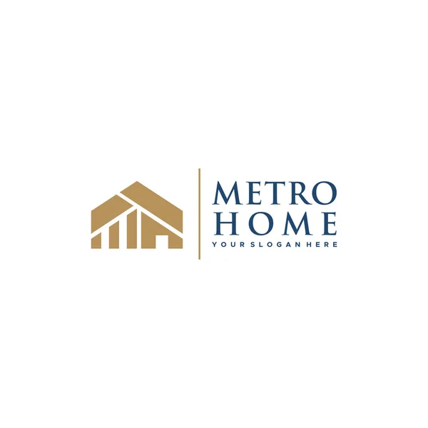 Platt METRO HOME fastighetsbyggnad Logotyp design — Stock vektor