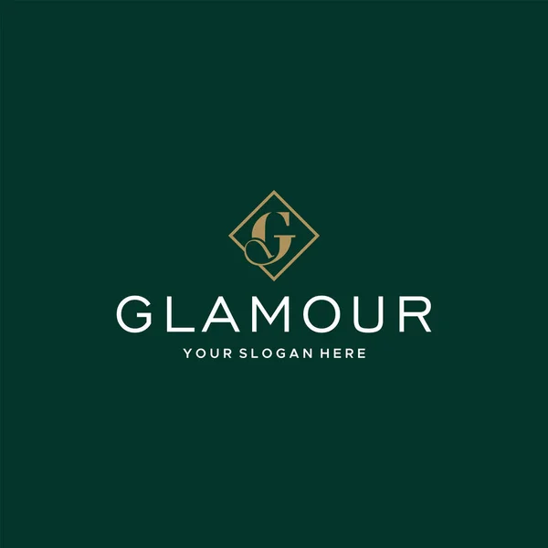 Flache Buchstabenmarke Initiale G GLAMOUR Logo-Design — Stockvektor