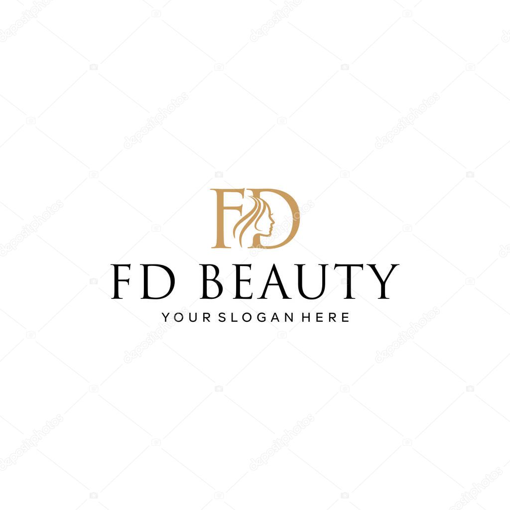 Flat letter mark initial FD FD BEAUTY logo design