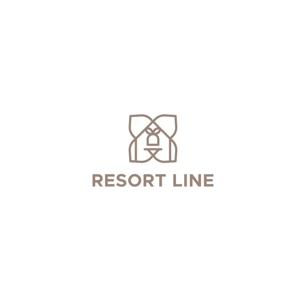 Minimalistický design Resort Line dům logo design — Stockový vektor