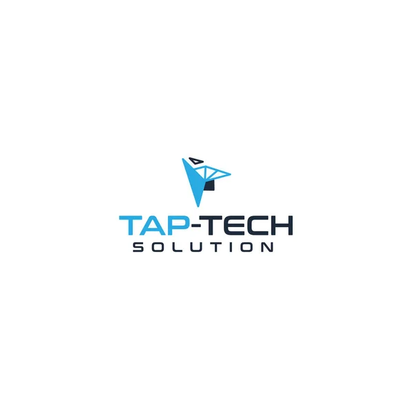 Modern design Tap Tech Solution slim logo ontwerp — Stockvector