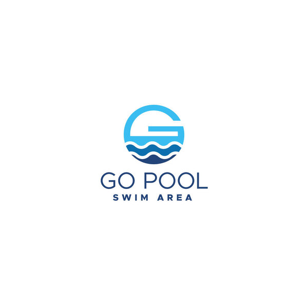 Современный плоский красочный дизайн логотипа GO POOL SWIM AREA