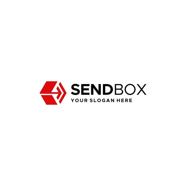 Minimalistisch VERZENDEN BOX routebeschrijving hexagon logo ontwerp — Stockvector