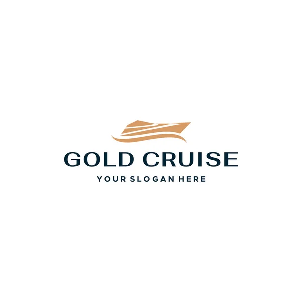 Minimalist altın kruvazör tekne daire logosu tasarımı — Stok Vektör