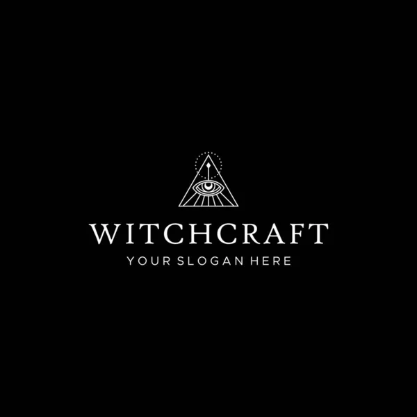 Minimalistisch ontwerp vlak WITCH CRAFT logo ontwerp — Stockvector