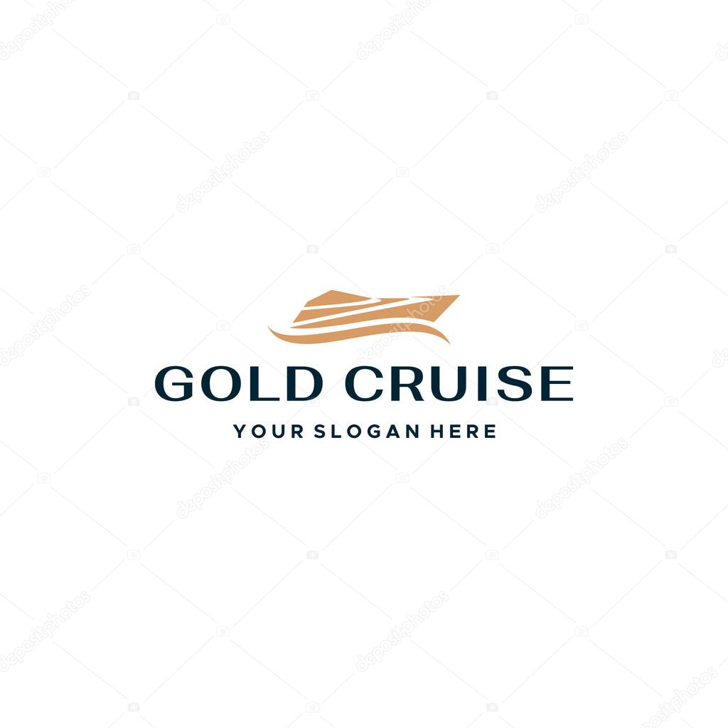 Minimalist GOLD CRUISE boat circle logo design