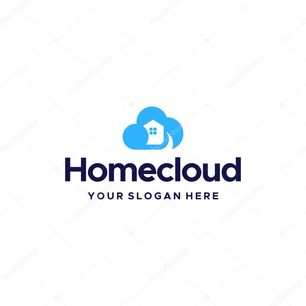 Flat HOME CLOUD building real estate Logo design Vector illustration Suitable for Construction apartment architect studio