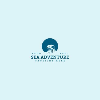 Modern tasarım SEA ADVENTURE su dalgası logosu tasarımı