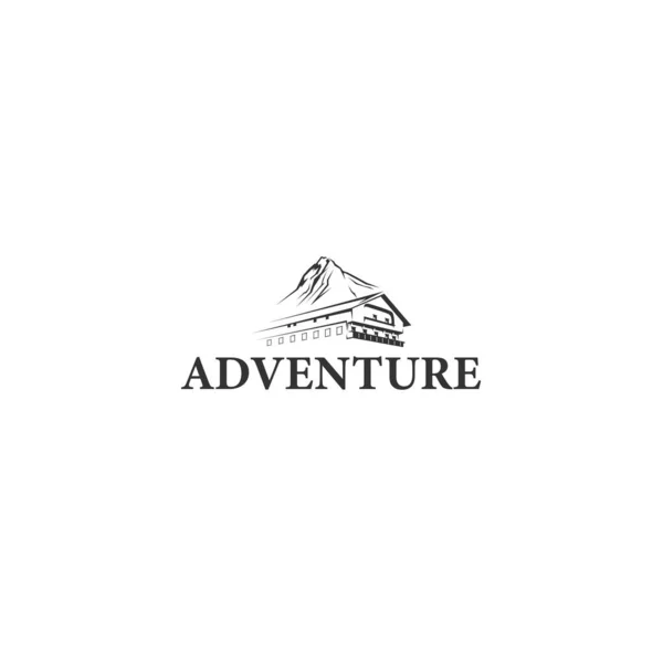 Modern silhouette ADVENTURE trip hill logo design — Stockvektor