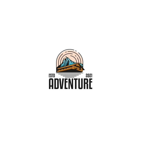 Moderno colorido ADVENTURE viagem hill logo design — Vetor de Stock