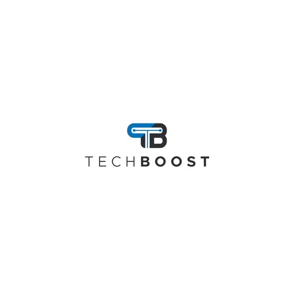 Modern initial TB TECH BOOST electric logo design — Vetor de Stock
