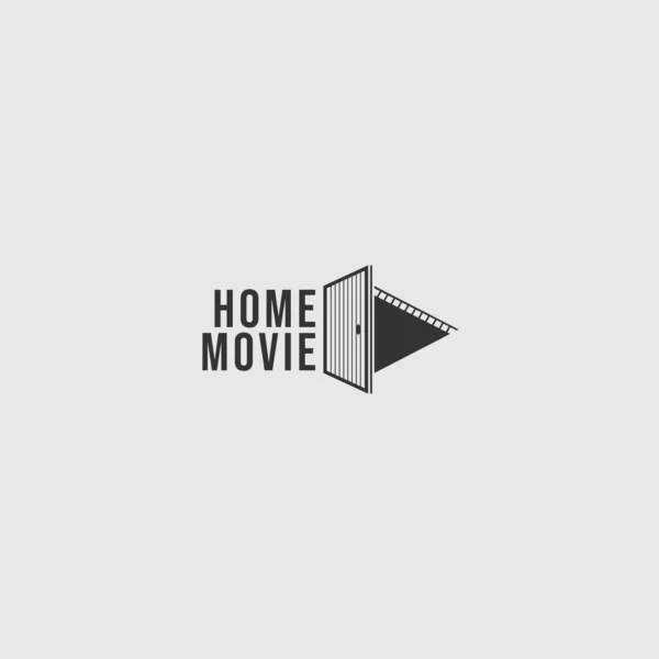 Marca plana de la letra HOME MOVIE viendo el diseño del logotipo — Vector de stock