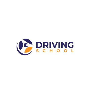Modern düz düz basit sürücü kursu logosu tasarımı