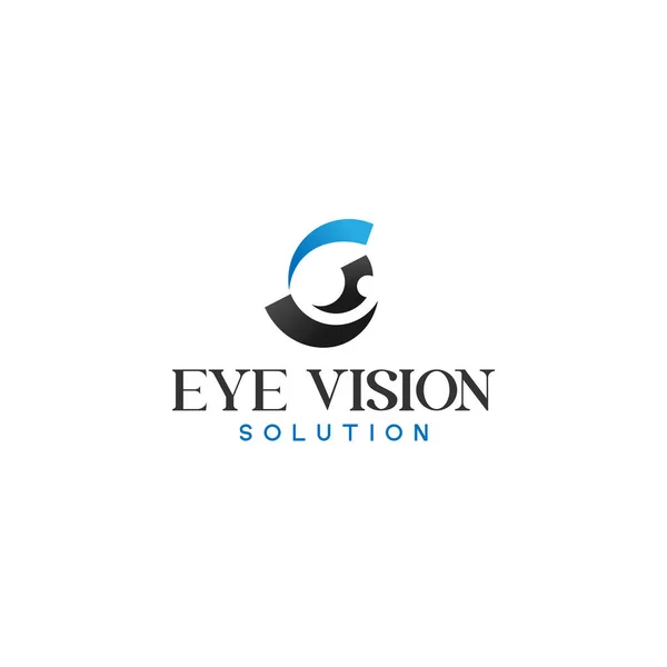Modern eenvoudig EYE VISION oplossing logo ontwerp — Stockvector
