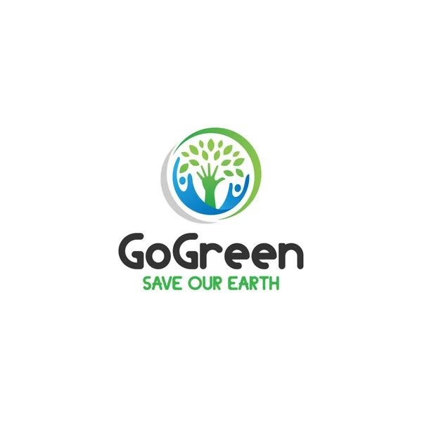 Modern colorful GOGREEN SAVE OUR EARTH logo design — Stockvektor