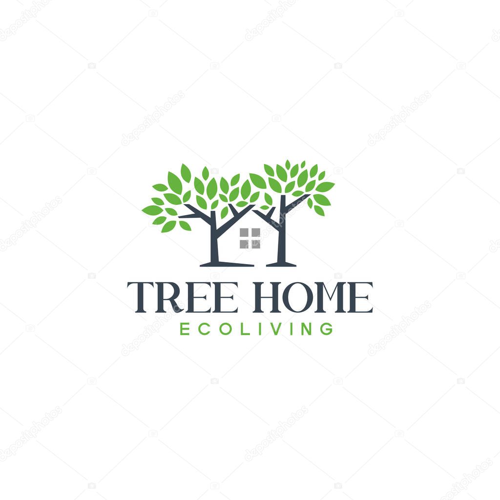 Modern design TREE HOME house leaf logo design