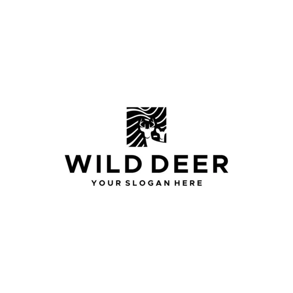Minimalist design WILD DEER antlers logo design —  Vetores de Stock